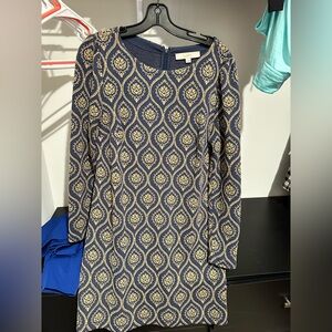Loft blue and gold dress- Size 8